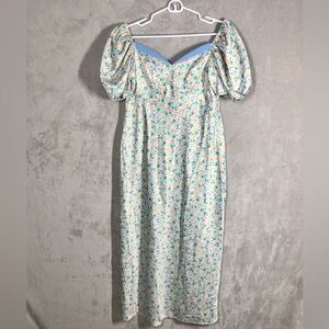 Floral Puff Sleeve Midi Dress